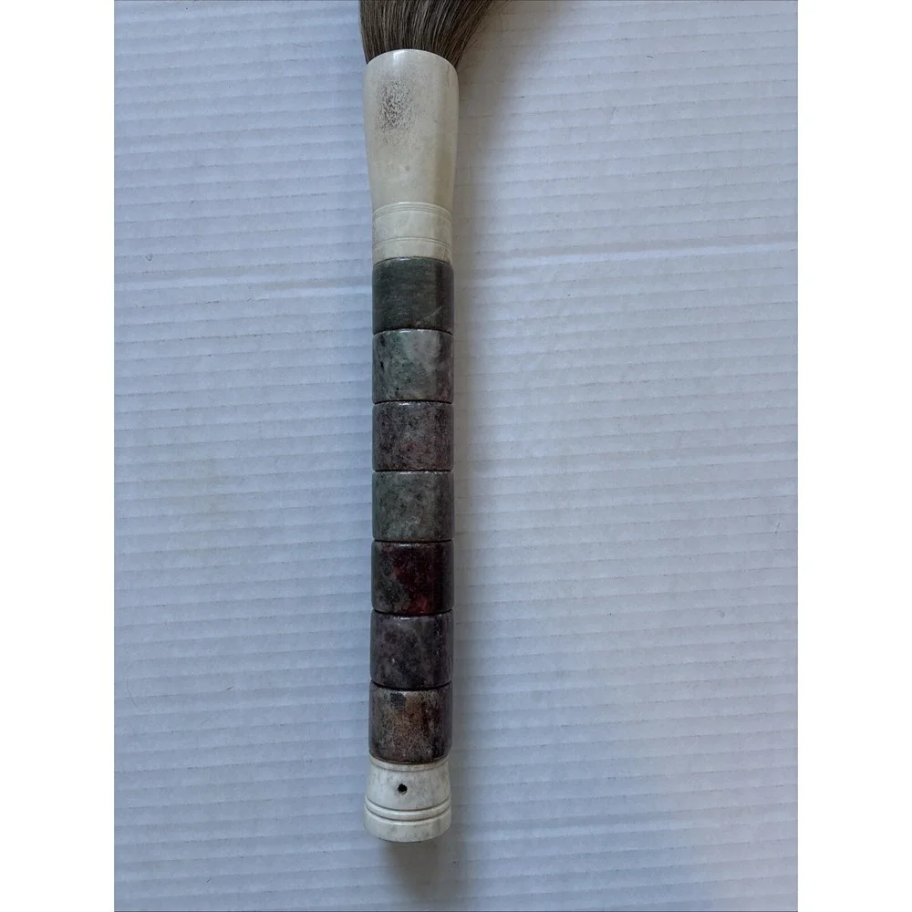 Large Antique Chinese Jade Stone Bone Horsehair Calligraphy Scholars‎ 13